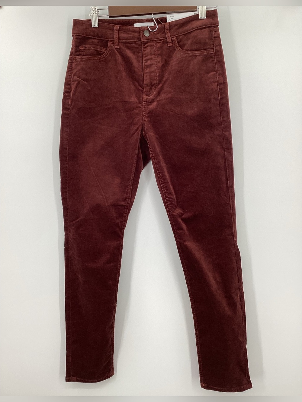 LOFT The Skinny High-Rise Velvet Pants - Rust Brown